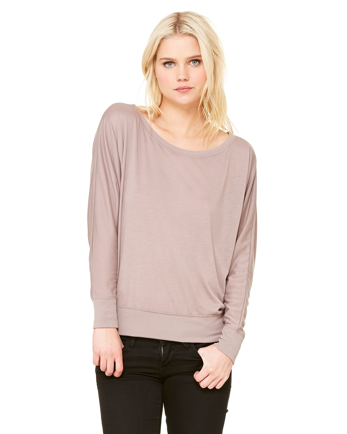 Bella 8850 Ladies’ Flowy Off-Shoulder Long-Sleeve Dolman Top Shirt 